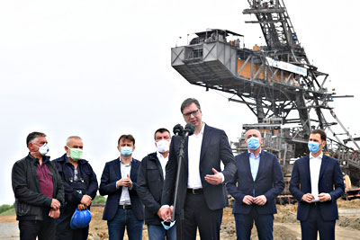 Ministar Antić sa predsednikom Vučićem na otvaranju površinskog kopa Radljevo - Sever u rudarskom basenu 