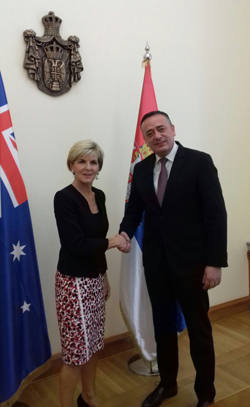  Ministar rudarstva i energetike Aleksandar Antić sastao se u Vladi Srbije, sa ministarkom spolјnih poslova Australije, Džuli Bišop  